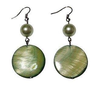 Elegant Boho Green Shell Bead Drop Earrings Statement Fashion Jewelry Women